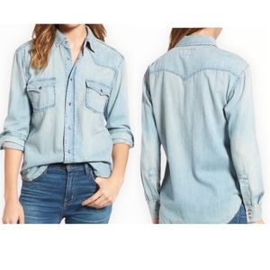 Current/Elliott The Western Denim Shirt In Nash